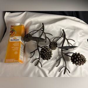 Pair of rustic pine branches/cones candle sconces